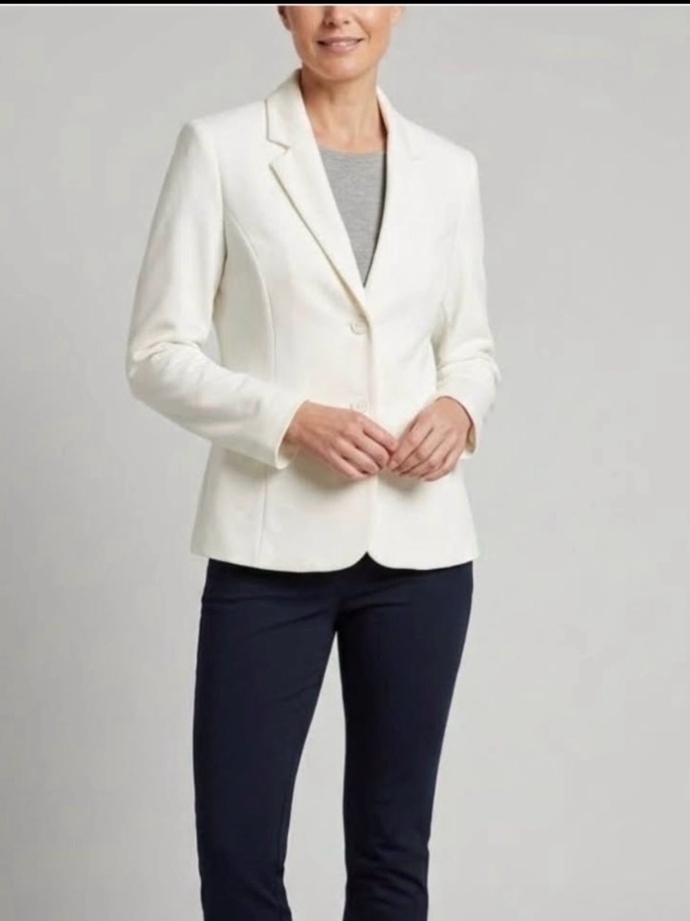 Cleo Classic Single-Button White Blazer